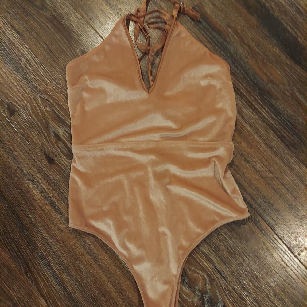 Kendall & Kylie Halter style body suit in Rose Dust